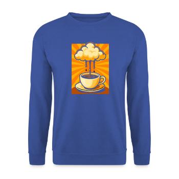 Surrealer Wolkenkaffee-Ausbruch - Unisex Pullover - Royalblau - Vorne - Alina (178cm) & Michal (187cm)