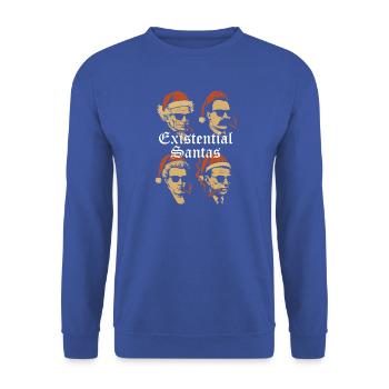 Existenzielle Weihnachtsmänner mit Sonnenbrille - Unisex Pullover - Royalblau - Vorne - Alina (178cm) & Michal (187cm)