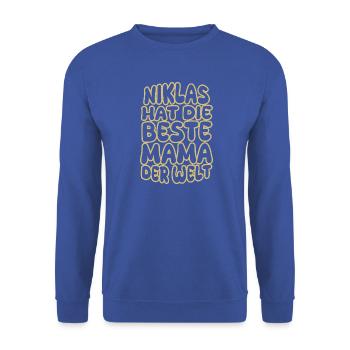 Geschenk für Niklas - Unisex Pullover - Royalblau - Vorne - Alina (178cm) & Michal (187cm)
