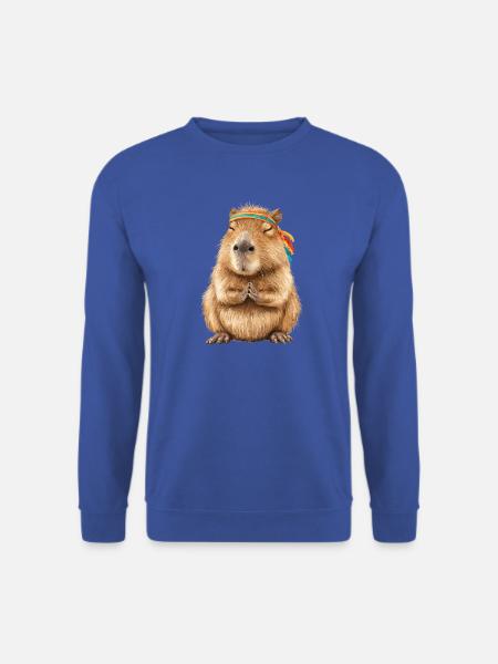 Capybara in Meditationspose mit Stirnband - Unisex Pullover - Royalblau