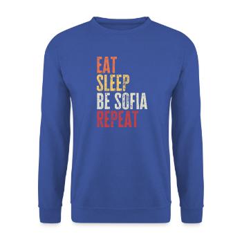 Iss, schlaf Sei Sofia, wiederhole Retro-Name - Unisex Pullover - Royalblau - Vorne - Alina (178cm) & Michal (187cm)
