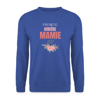 Granny Souvenir 2027 Blumen - Unisex Pullover - Royalblau - Vorne - Alina (178cm) & Michal (187cm)