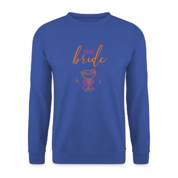 THE BRIDE! Cocktailglas mit Schleife - Unisex Pullover - Royalblau - Vorne - Alina (178cm) & Michal (187cm)