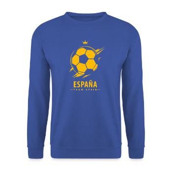 Spanien Team Fußball Krone - Unisex Pullover - Royalblau - Vorne - Alina (178cm) & Michal (187cm)