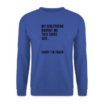 My girlfriend bought this shirt - Unisex Sweatshirt - royal blue - Front - Alina (178cm) & Michal (187cm)