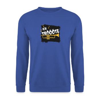Ich tröte - Trompete - Unisex Pullover - Royalblau - Vorne - Alina (178cm) & Michal (187cm)