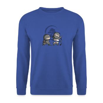 Sushi Ninja - Unisex Pullover - Royalblau - Vorne - Alina (178cm) & Michal (187cm)
