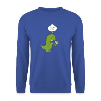 Ist das Bio Dinosaurier - Unisex Pullover - Royalblau - Vorne - Alina (178cm) & Michal (187cm)