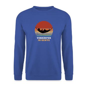 Verkäufer Rente Ruhestand Ruheständler Rentner - Unisex Pullover - Royalblau - Vorne - Alina (178cm) & Michal (187cm)
