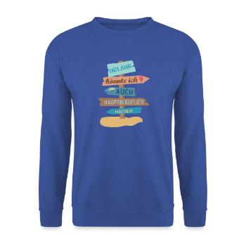 Urlaub - Unisex Pullover - Royalblau - Vorne - Alina (178cm) & Michal (187cm)
