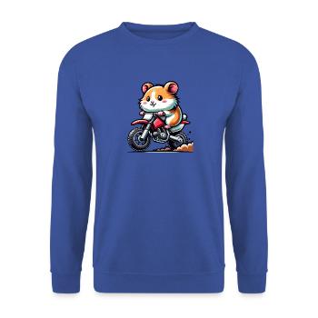 Cute Hamster Enduro Motocross Fan - Unisex Sweatshirt - royal blue - Front - Alina (178cm) & Michal (187cm)