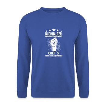 buchhalter_chefs - Unisex Pullover - Royalblau - Vorne - Alina (178cm) & Michal (187cm)