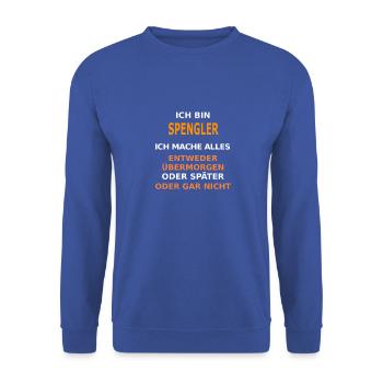 spengler - Unisex Pullover - Royalblau - Vorne - Alina (178cm) & Michal (187cm)