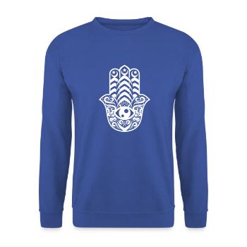 Lkhamsa (hamsa) - Unisex Sweatshirt - royal blue - Front - Alina (178cm) & Michal (187cm)