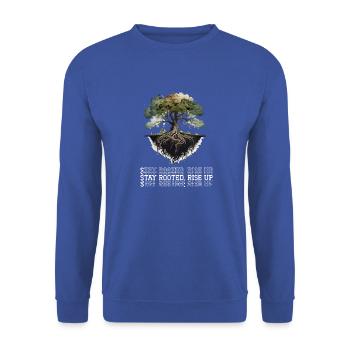 Bleiben Sie verwurzelt - Unisex Pullover - Royalblau - Vorne - Alina (178cm) & Michal (187cm)