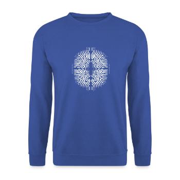 Chladni Oszillation - Trend in der urbanen Mode - Unisex Pullover - Royalblau - Vorne - Alina (178cm) & Michal (187cm)