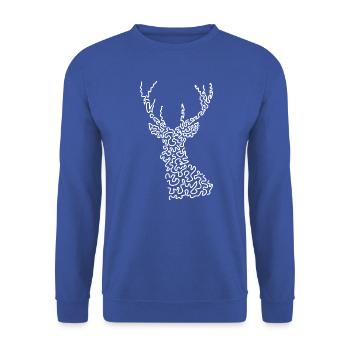 Geschenkidee Hirsch Abstrakt Cool Stylish Trendy - Unisex Pullover - Royalblau - Vorne - Alina (178cm) & Michal (187cm)