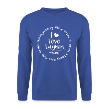I love Laguna - Orange County - Unisex Pullover - Royalblau - Vorne - Alina (178cm) & Michal (187cm)
