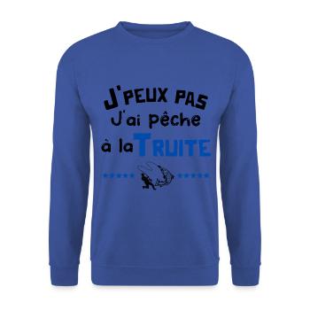 j'peux pas, j'ai pêche à la truite, cadeau pêcheur - Sweat-shirt Unisexe - bleu royal - Devant - Alina (178cm) & Michal (187cm)