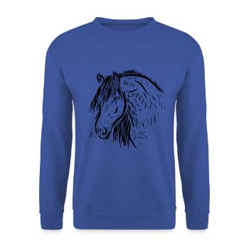 Cheval - Sweat-shirt Unisexe - bleu royal - Devant - Alina (178cm) & Michal (187cm)