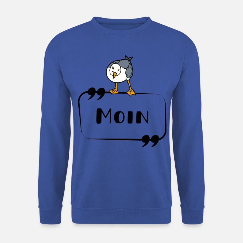 Moin Möwe neugierig norddeutsch Schriftzug - Unisex Pullover - Royalblau