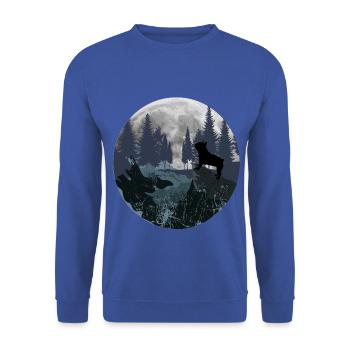 Français Montagne Bulldog - Sweat-shirt Unisexe - bleu royal - Devant - Alina (178cm) & Michal (187cm)