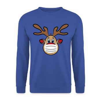Ugly Xmas Rudi Reindeer with mask - Unisex Sweatshirt - royal blue - Front - Alina (178cm) & Michal (187cm)