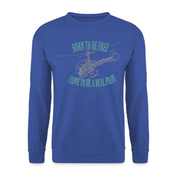 Bell 47 BORN TO BE FREE 1 - Unisex Sweatshirt - royal blue - Front - Alina (178cm) & Michal (187cm)