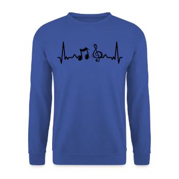 Herzschlag Musik Musiker Notenschlüssel - Unisex Pullover - Royalblau - Vorne - Alina (178cm) & Michal (187cm)