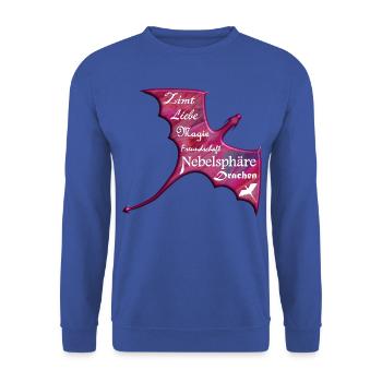 Drachen Panorama Pur Schrift weiß - Unisex Pullover - Royalblau - Vorne - Alina (178cm) & Michal (187cm)