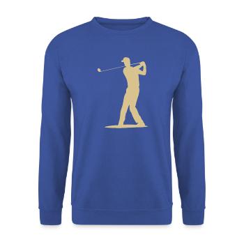 Golfer Abschlag Silhouette - Herren Design - Unisex Pullover - Royalblau - Vorne - Alina (178cm) & Michal (187cm)