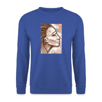 Abstrakte Porträtkunst mit Punktmuster - Unisex Pullover - Royalblau - Vorne - Alina (178cm) & Michal (187cm)