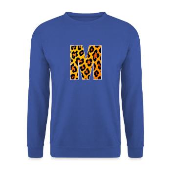 Leopard M Buchstabe - Unisex Pullover - Royalblau - Vorne - Alina (178cm) & Michal (187cm)