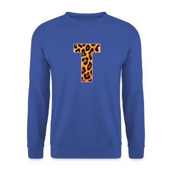 Leopard Gradient Feuerfell - Unisex Pullover - Royalblau - Vorne - Alina (178cm) & Michal (187cm)