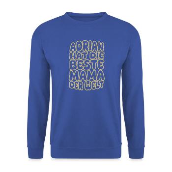 Geschenk für Adrian - Unisex Pullover - Royalblau - Vorne - Alina (178cm) & Michal (187cm)