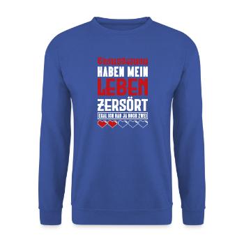 Videospiele haben mein Leben zerstört Gamer - Unisex Pullover - Royalblau - Vorne - Alina (178cm) & Michal (187cm)