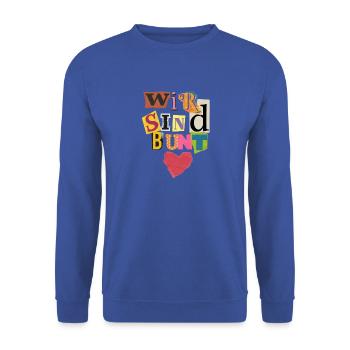 Wir sind bunt Collage Herz - Unisex Pullover - Royalblau - Vorne - Alina (178cm) & Michal (187cm)