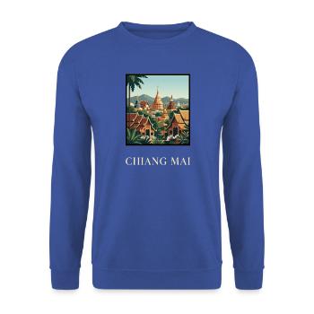 Chiang Mai Temples in Golden Sunset Thailand - Unisex Sweatshirt - royal blue - Front - Alina (178cm) & Michal (187cm)