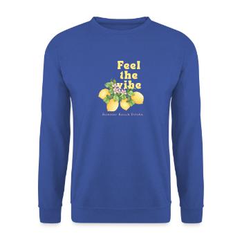 Feel the Vibe: Zitronenstrand Drinks - Unisex Pullover - Royalblau - Vorne - Alina (178cm) & Michal (187cm)