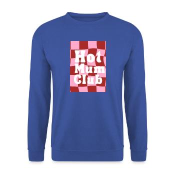 Hot Mum Club Rosa Kariert - Unisex Pullover - Royalblau - Vorne - Alina (178cm) & Michal (187cm)