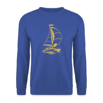 Segeln Katamaran Jacht Segelsport Silhouette  - Unisex Pullover - Royalblau - Vorne - Alina (178cm) & Michal (187cm)