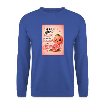 Süße Grapefruit mit Charakter - Unisex Pullover - Royalblau - Vorne - Alina (178cm) & Michal (187cm)