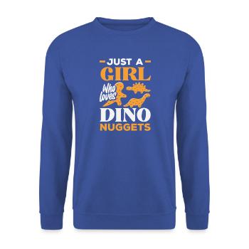Mädchen Das Dino Nuggets Liebt Süßes Motiv - Unisex Pullover - Royalblau - Vorne - Alina (178cm) & Michal (187cm)