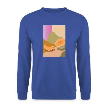 Melone in warmen Farben – modernes Frucht Motiv - Unisex Pullover - Royalblau - Vorne - Alina (178cm) & Michal (187cm)