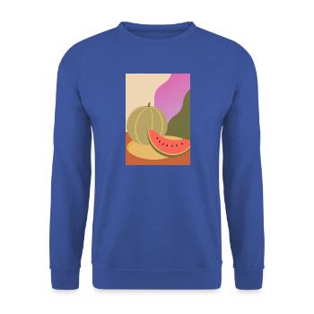 Wassermelone in warmen Farben–modernes Sommermotiv - Unisex Pullover - Royalblau - Vorne - Alina (178cm) & Michal (187cm)