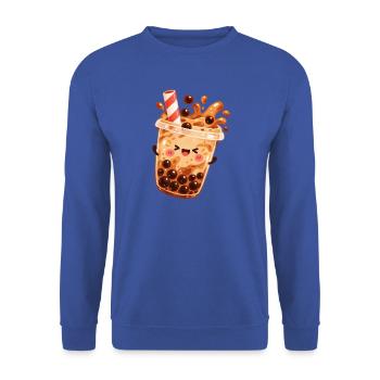 Kawaii Bubble Tea Becher - Unisex Pullover - Royalblau - Vorne - Alina (178cm) & Michal (187cm)