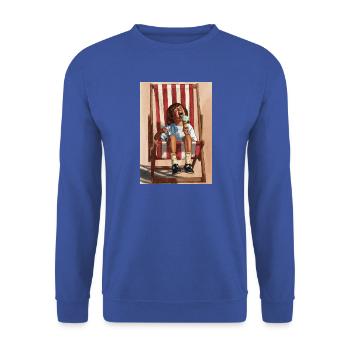 Kind, das Minzeeis isst - Unisex Pullover - Royalblau - Vorne - Alina (178cm) & Michal (187cm)
