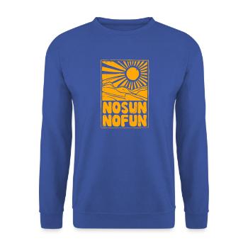 No Sun No Fun Sonnenlandschaft - Unisex Pullover - Royalblau - Vorne - Alina (178cm) & Michal (187cm)