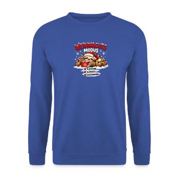 Weihnachtsmodus – Plätzchen Glühwein Entspannung - Unisex Pullover - Royalblau - Vorne - Alina (178cm) & Michal (187cm)