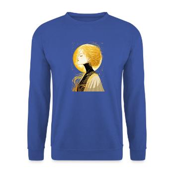 Schlafende Mondfrau - Sleeping Moon Woman - Unisex Pullover - Royalblau - Vorne - Alina (178cm) & Michal (187cm)